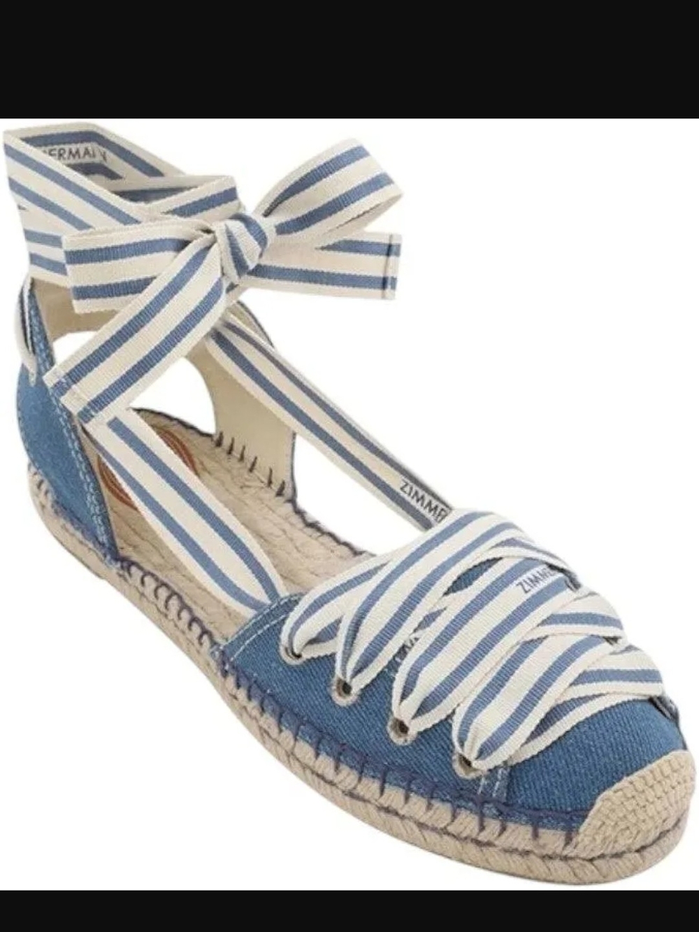 Zimmermann Blue and White Striped Lace-Up Espadrille